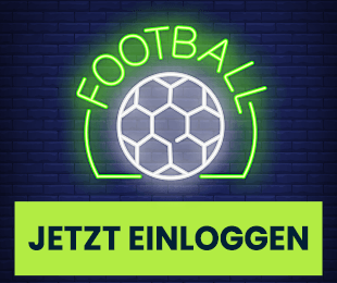 Neon Fussball Symbol mit Login Button